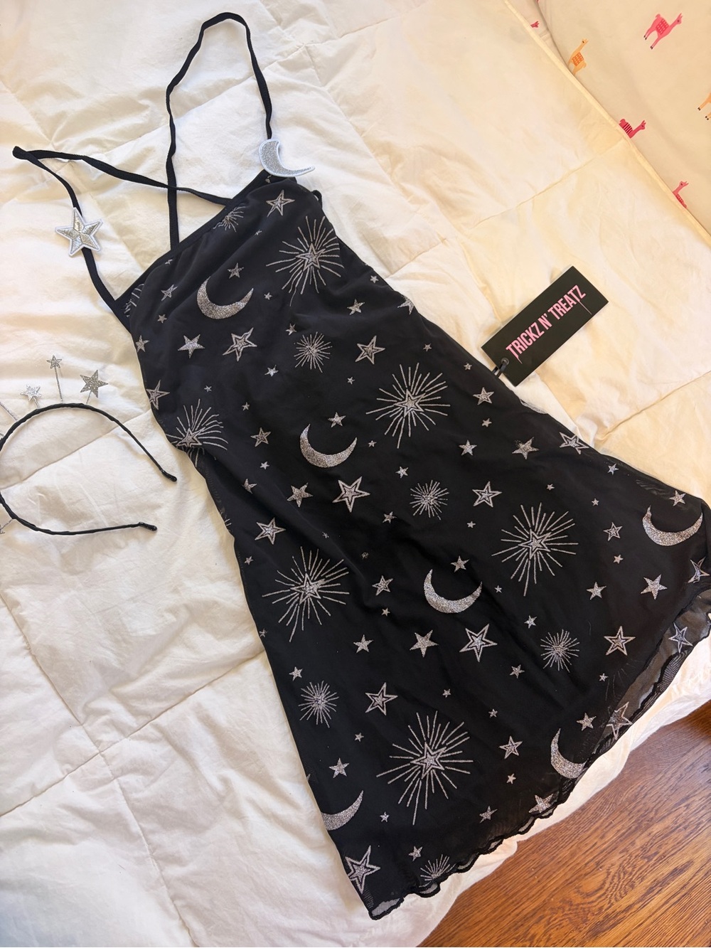 Backless Black Celestial Slip Dress by